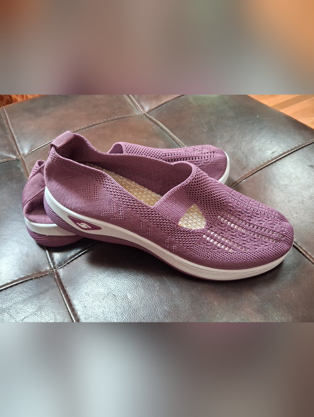 Comfort Knit Slip-On Walking Shoes in Dusty Plum - Picture 1 of 6
